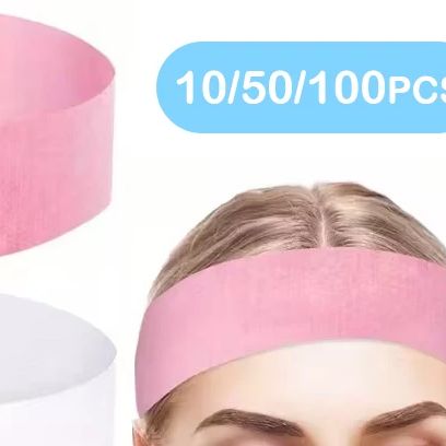 Skincare Pink - 10/50/100 個使い捨てヘッドバンドスパサロンフェイシャルヘッドバンド黒、白、ピンク弾性調節可能なマジックテープスキンケアアクセサリー