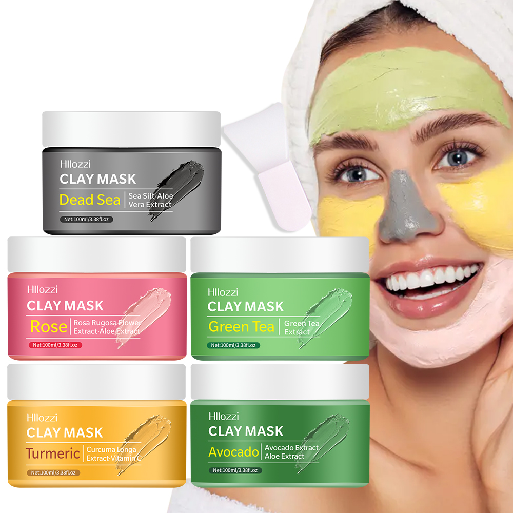 Bentonite Clay Mask - 100 ミリリットルローズフェイシャルクレンジング泥マスクターメリック泥マスク保湿保湿緑茶粘土マスク柔らかい肌