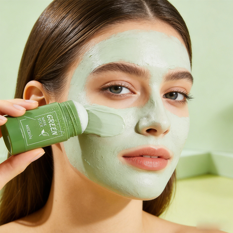 Bentonite Clay Mask - 固形泥膜スティック、ディープクレンジング、持続保湿、スキンケア、緑茶ナスフェイシャルマスク、毎日のフェイシャルケア
