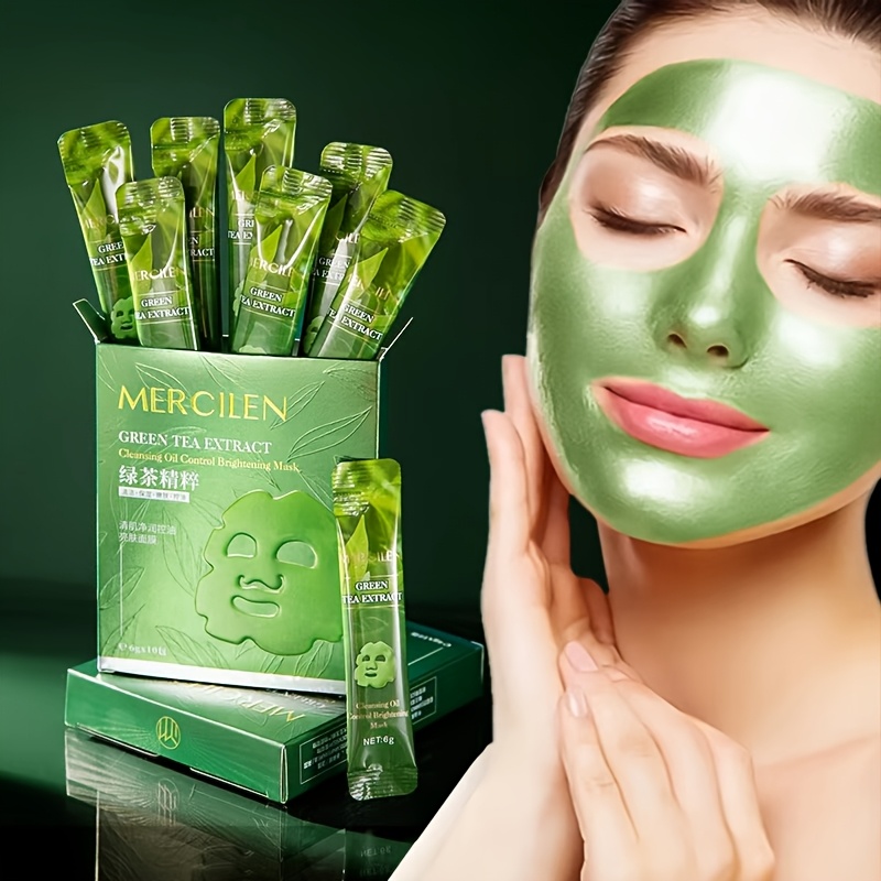 Bentonite Clay Mask - 10 個メルシレン緑茶ピーリングフェイシャルマスク保湿保湿アンチエイジング美白ピールオフフェイスマスクティアリングマスク