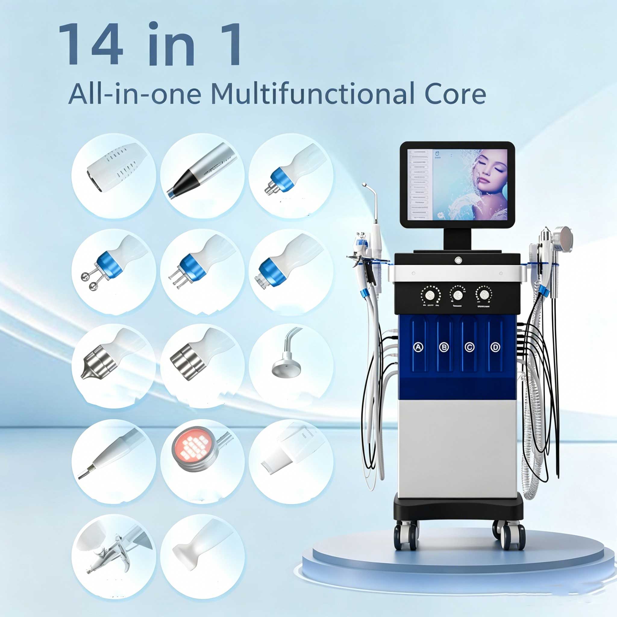 Skincare Exfoliating - 14 in 1ウォーターライトフェイシャルケアデバイス、肌の若返り、保湿美容フェイシャルケア、ウォーターライトピーリングに最適