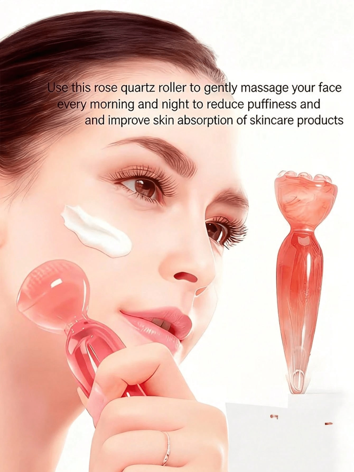 Skincare Pink - 1個入り ピンクの手動フェイシャルマッサージツール、顔、首、体に適しています、毎日のスキンケアリラクゼーションビューティーローラー