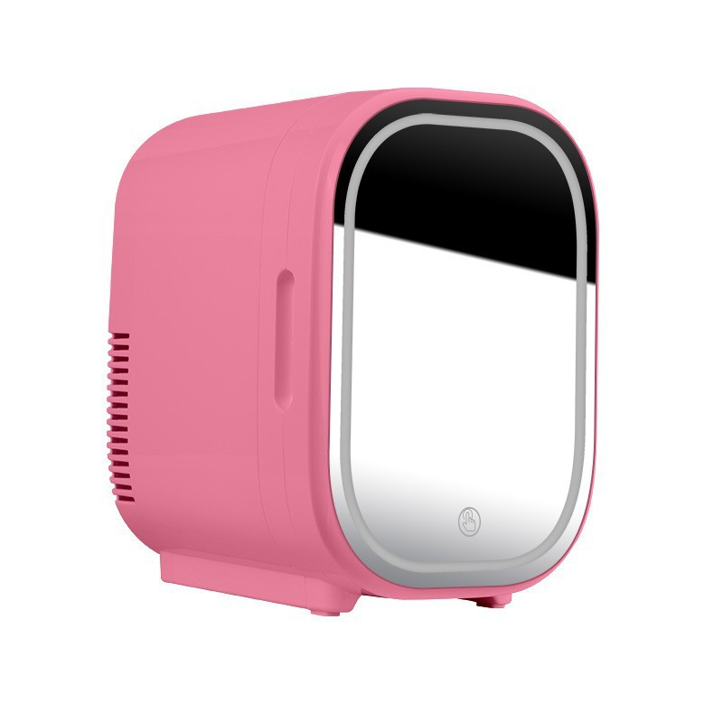 Skincare Pink - 8Lポータブル化粧品冷蔵庫 - スキンケア用LEDミラー付きミニビューティークーラー（12V、ピンク、カスタマイズ可能、寝室/オフィス用） ​