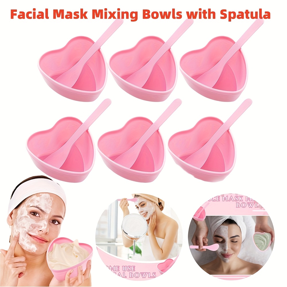 6個入りピンクハート型フェイシャルマスクミキシングボウル、ス - Skincare Pink のレビューと価格