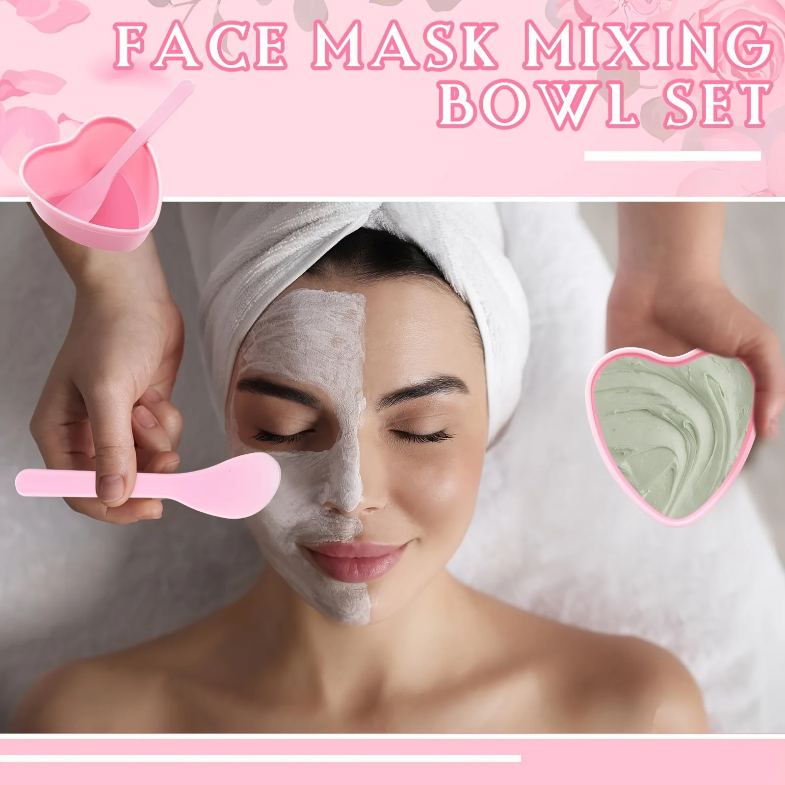 6個入りピンクハート型フェイシャルマスクミキシングボウル、ス - Skincare Pink のレビューと価格