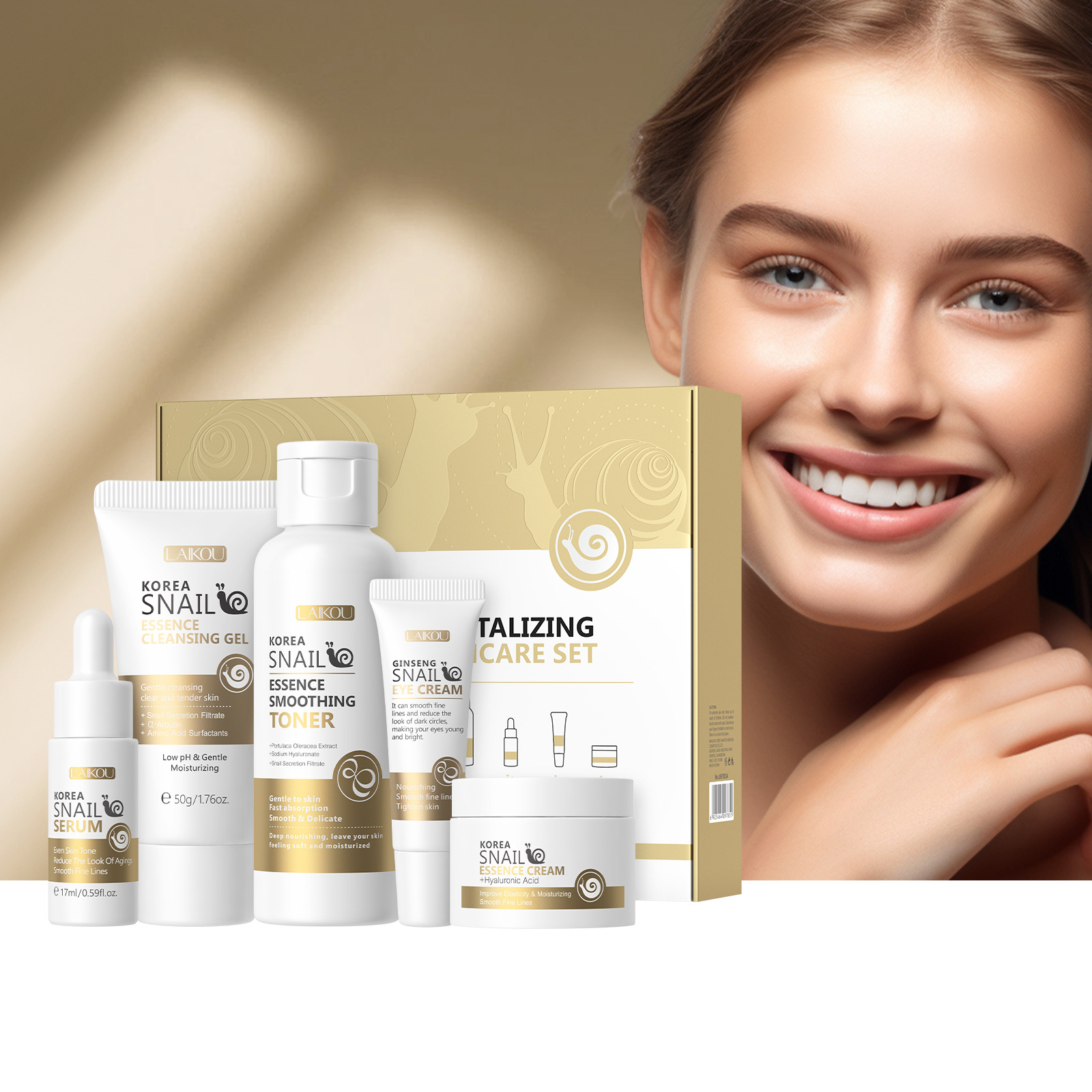 5 個箱入り韓国カタツムリスキンケアセットカタツムリフェイス - Salicylic Acid Cleanser のレビューと価格